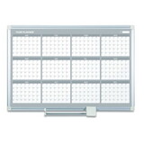 Mastervision BVCGA05106830 Magnetic Dry Erase Calendar Board, 12-Month, 48 x 36, White Surface, Silver Aluminum Frame