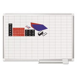 Mastervision BVCMA0392830A Gridded Magnetic Steel Dry Erase Planning Board with Accessories, 1 x 2 Grid, 36 x 24, White Surface, Silver Aluminum Frame