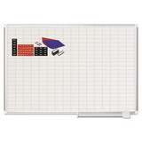 Mastervision BVCMA0592830A Gridded Magnetic Steel Dry Erase Planning Board with Accessories, 1 x 2 Grid, 48 x 36, White Surface, Silver Aluminum Frame