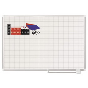 Mastervision BVCMA0592830A Grid Planning Board W/ Accessories, 1x2" Grid, 48x36, White/silver