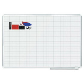 Mastervision BVCMA2792830A Grid Planning Board W/ Accessories, 1x2" Grid, 72x48, White/silver