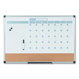 Mastervision BVCMB3507186 3-in-1 Planner Board, 24 x 18, Tan/White/Blue Surface, Silver Aluminum Frame