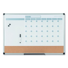 Mastervision BVCMB3507186 3-In-1 Calendar Planner Dry Erase Board, 24 X 18, Aluminum Frame
