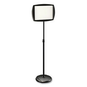 Mastervision BVCSIG07060101 Floor Stand Sign Holder, Rectangle, 15 x 11, 66" High, White Surface, Black Steel Frame
