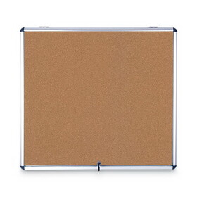 MasterVision BVCVT380101150 Slim-Line Enclosed Cork Bulletin Board, One Door, 47 x 38, Tan Surface, Aluminum Frame