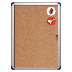 MasterVision BVCVT630101690 Slim-Line Enclosed Cork Bulletin Board, One Door, 28 x 38, Tan Surface, Aluminum Frame