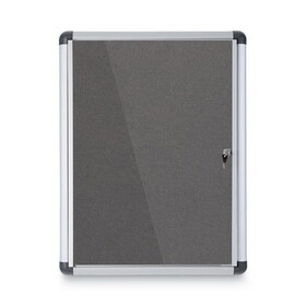 MasterVision BVCVT630103690 Slim-Line Enclosed Fabric Bulletin Board, One Door, 28 x 38, Gray Surface, Aluminum Frame