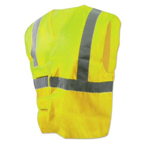 Boardwalk BWK00036 Class 2 Safety Vests, Standard, Lime Green/Silver