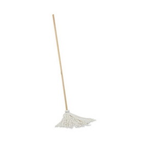 UNISAN BWK116R Handle/Deck Mops, #16 White Rayon Head, 48" Natural Wood Handle