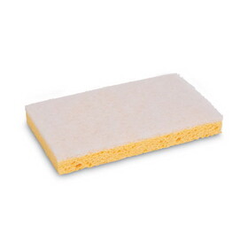 Boardwalk BWK16320 Scrubbing Sponge, Light Duty, 3.6 x 6.1, 0.7" Thick, Yellow/White, Individually Wrapped, 20/Carton