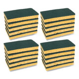 Boardwalk 74BWK MD Scrubbing Sponge, Medium Duty, 3 3/5 x 6 1/10, Yellow/Green, 20/Carton
