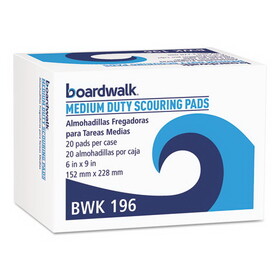 Boardwalk BWK196 Medium Duty Scour Pad,  6 x 9, Green, 20/Carton