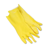 Boardwalk BWK242L Flock-Lined Latex Cleaning Gloves, Large, Yellow, 12 Pairs