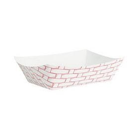 Boardwalk BWK30LAG250 Paper Food Baskets, 2.5lb Capacity, Red/white, 500/carton