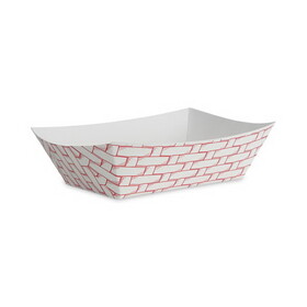 Boardwalk BWK30LAG300 Paper Food Baskets, 3lb Capacity, Red/white, 500/carton