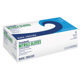 Boardwalk BWK380LBXA Disposable General-Purpose Nitrile Gloves, Large, Blue, 4 mil, 100/Box