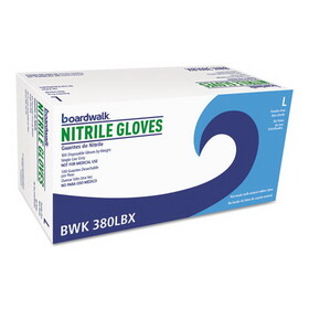 Boardwalk BWK380LCTA Disposable General-Purpose Nitrile Gloves, Large, Blue, 4 mil, 1,000/Carton