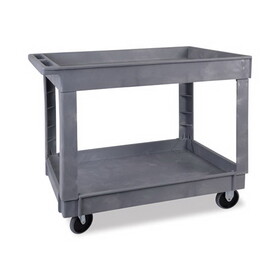 Boardwalk BWK4024UCGRA Two-Shelf Utility Cart, Plastic, 2 Shelves, 300 lb Capacity, 24" x 40" x 31.5", Gray
