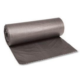 Boardwalk BWK4046SH Low-Density Waste Can Liners, 45 gal, 0.95 mil, 40" x 46", Gray, Perforated Roll, 25 Bags/Roll, 4 Rolls/Carton