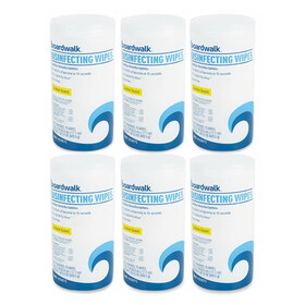 Boardwalk BWK455W75 Disinfecting Wipes, 8 x 7, Lemon Scent, 75/Canister, 6 Canisters/Carton