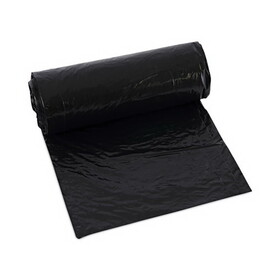 Boardwalk BWK510 Low-Density Waste Can Liners, 16 gal, 1 mil, 24" x 32", Black, Perforated Roll, 10 Bags/Roll, 15 Rolls/Carton