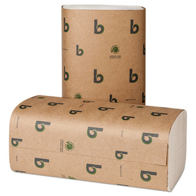Boardwalk BWK52GREEN Boardwalk Green Single-Fold Towels, 1-Ply, 9.13 x 10.25, Natural White, 250/Pack, 16 Packs/Carton