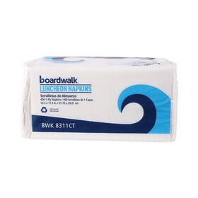 Boardwalk BWK8311CT Office Packs Lunch Napkins, 1-Ply, 12 x 12, White, 2,400/Carton
