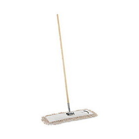 Boardwalk BWKM245C Cotton Dry Mopping Kit, 24 x 5 Natural Cotton Head, 60" Natural Wood Handle