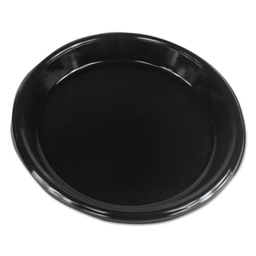 Boardwalk BWKPLHIPS10BL Hi-Impact Plastic Dinnerware, Plate, 10" dia, Black, 125/Sleeve, 4 Sleeves/Carton