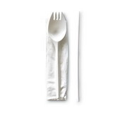 Boardwalk SCHOOLMWPP School Cutlery Kit, Napkin/Spork/Straw, White, 1000/Carton