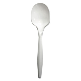 Boardwalk BWKSOUPMWPPWH Mediumweight Polypropylene Cutlery, Soup Spoon, White, 1000/Carton