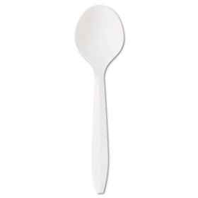 Boardwalk BWKSOUPSPOON Mediumweight Polypropylene Cutlery, Soup Spoon, White, 1000/carton