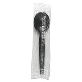 Boardwalk SSHWPSBIW Heavyweight Wrapped Polystyrene Cutlery, Soup Spoon, Black, 1000/Carton