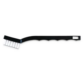 Carlisle CFS4067400DZ Flo-Pac Utility Toothbrush Style Maintenance Brush, White Nylon Bristles, 7.25" Brush, 7" Black Polypropylene Handle