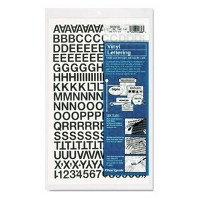 Chartpak CHA01010 Press-On Vinyl Letters & Numbers, Self Adhesive, Black, 1/2"h, 201/pack