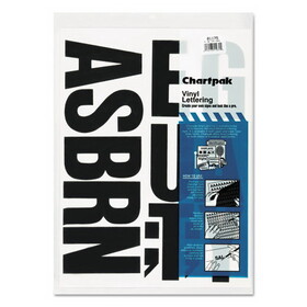 Chartpak CHA01175 Press-On Vinyl Uppercase Letters, Self Adhesive, Black, 4"h, 58/pack