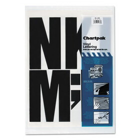 CHARTPAK/PICKETT CHA01184 Press-On Vinyl Uppercase Letters, Self Adhesive, Black, 6"h, 38/pack