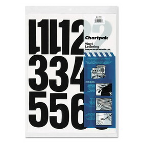 CHARTPAK/PICKETT CHA01193 Press-On Vinyl Numbers, Self Adhesive, Black, 4"h, 23/pack
