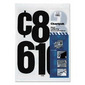 Chartpak CHA01198 Press-On Vinyl Numbers, Self Adhesive, Black, 6"h, 21/pack