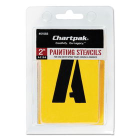 Chartpak CHA01555 Professional Lettering Stencils, Painting Stencil Set, A-Z Set/0-9, 2", Manila, 35/Set