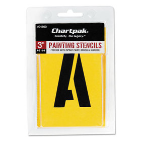 Chartpak CHA01560 Professionial Lettering Stencils, Painting Stencil Set, A-Z Set/0-9, 3", Manila, 35/Set
