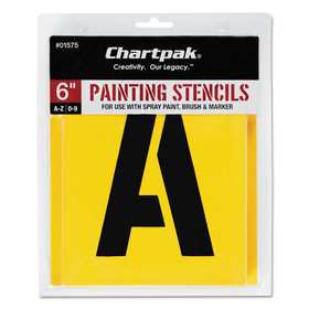 Chartpak CHA01575 Professional Lettering Stencils, Painting Stencil Set, A-Z Set/0-9, 6", Manila, 35/Set