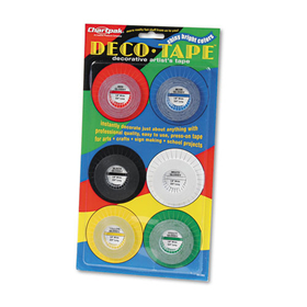 CHARTPAK/PICKETT CHADEC001 Deco Bright Decorative Tape, 1/8" X 324", Red/black/blue/green/yellow, 6/pack
