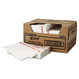 Chix CHI8252 Food Service Towels, Cotton, 13 x 21, White/Red, 150/Carton