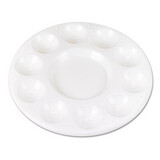 THE CHENILLE KRAFT COMPANY CKC5924 Round Plastic Paint Trays For Classroom, White, 10/pack