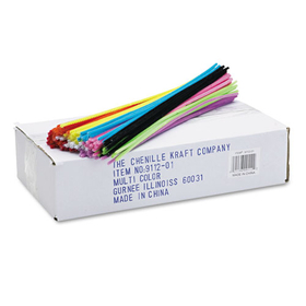 THE CHENILLE KRAFT COMPANY CKC911201 Regular Stems, 12" X 4mm, Metal Wire, Polyester, Assorted, 1000/box