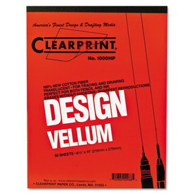Clearprint 10001410 Design Vellum Paper, 16lb, 8.5 x 11, Translucent White, 50/Pad