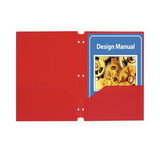 C-Line 32934 Two-Pocket Heavyweight Poly Portfolio Folder, 3-Hole Punch, Letter, Red, 25/Box