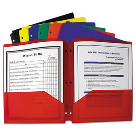 C-Line CLI33930 Two-Pocket Heavyweight Poly Portfolio Folder, 3-Hole Punch, 11 x 8.5, Randomly Assorted Colors
