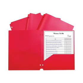 C-Line CLI33934BX Two-Pocket Heavyweight Poly Portfolio Folder, 3-Hole Punch, 11 x 8.5, Red, 25/Box